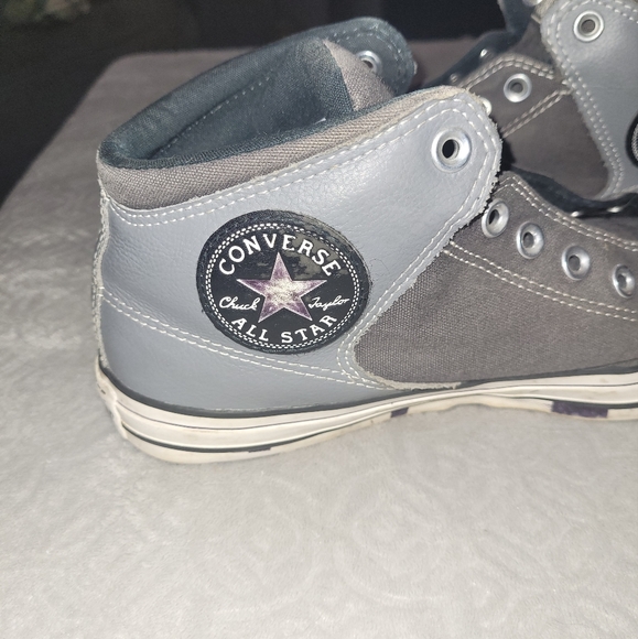 CONVERSE CHUCK TAYLOR 2 Tone Gray Leather & Canvas High Tops - Picture 3 of 13